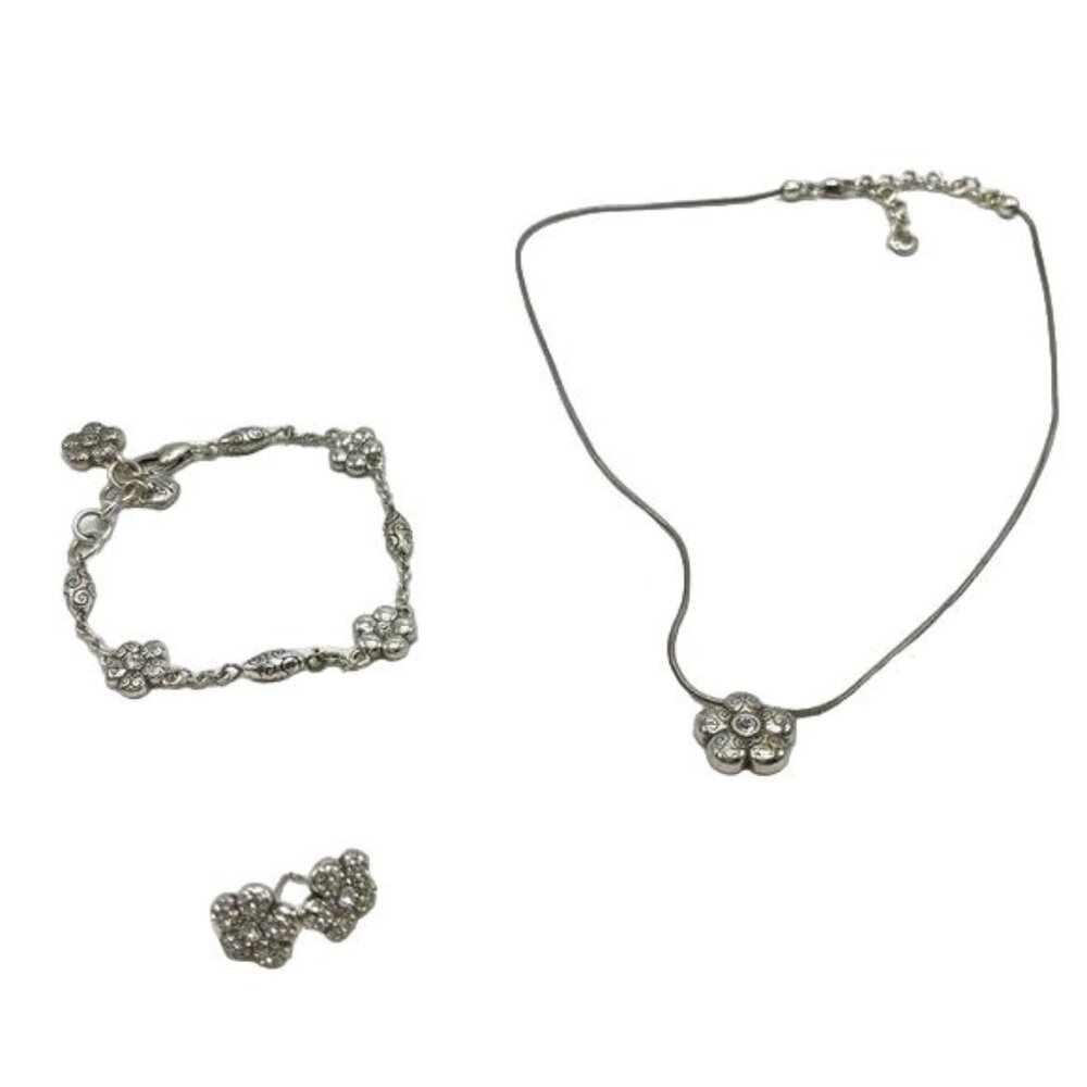 BRIGHTON Set: La Vie floral necklace bracelet & earrings+ crystals | RETIRED